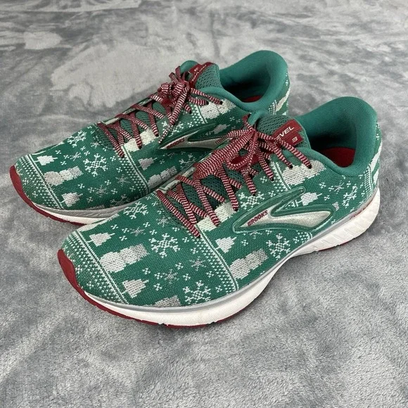 Brooks Revel 3 Run Merry Christmas Green Sweater Limited Ed Running Shoes Sz 11 - Picture 2 of 8